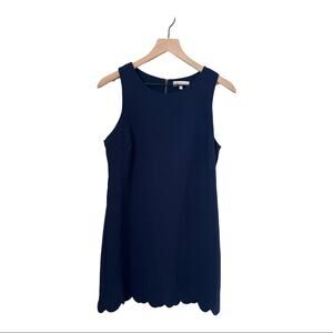 Monteau Navy Blue Sleeveless Scoop Neck Scalloped Dress Size Medium